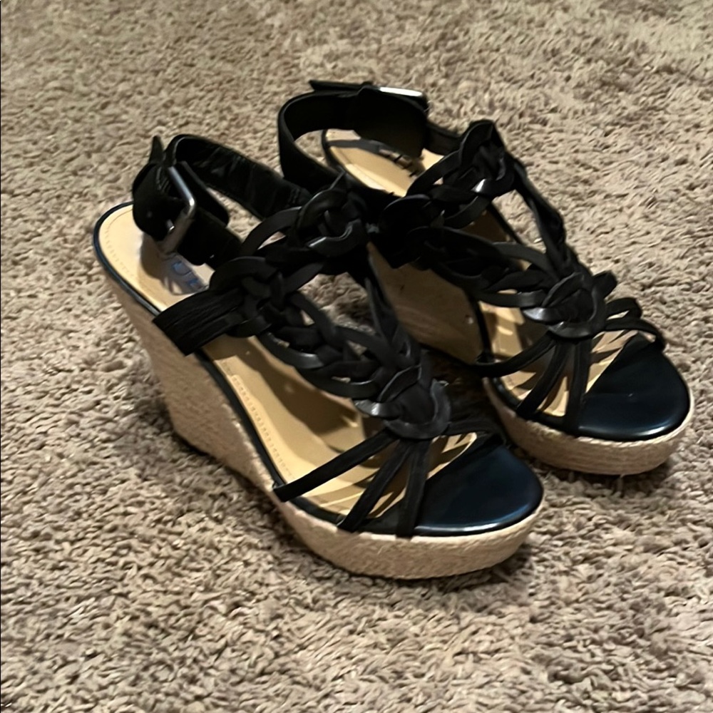 Black Wedge Sandals